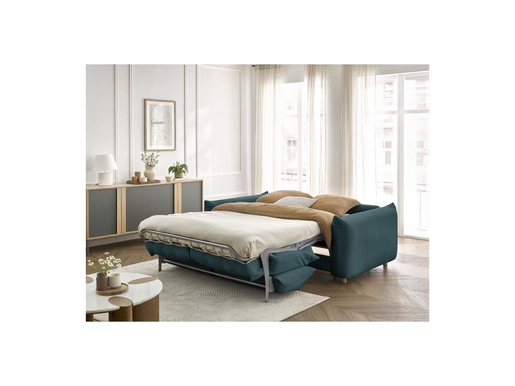 Ernest - Straight Sofa Bed with Express Opening - Smooth Fabric - 140X190