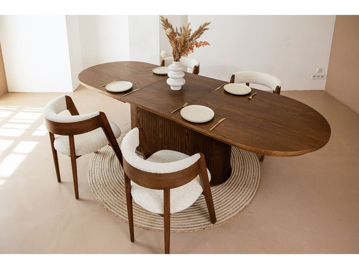 Malmousque - Ensemble Avec Table À Manger Extensible 210 À 270 Cm + 6 Chaises Bastide Placage Chêne Massif