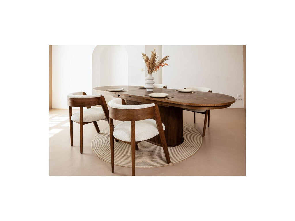 Malmousque - Ensemble Avec Table À Manger Extensible 210 À 270 Cm + 6 Chaises Bastide Placage Chêne Massif