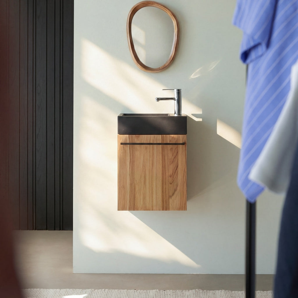 Stelle - Mueble lavamanos - Teca - Negro