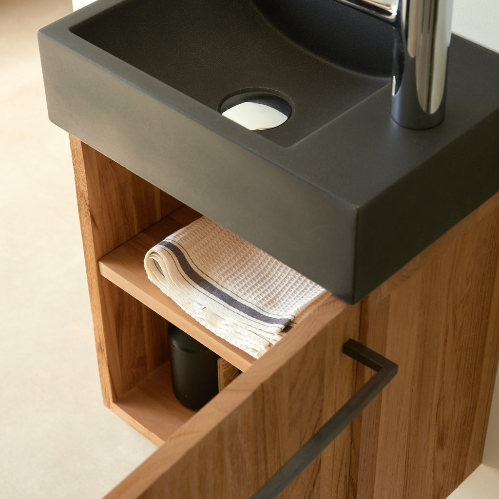 Stelle - Mueble lavamanos - Teca - Negro