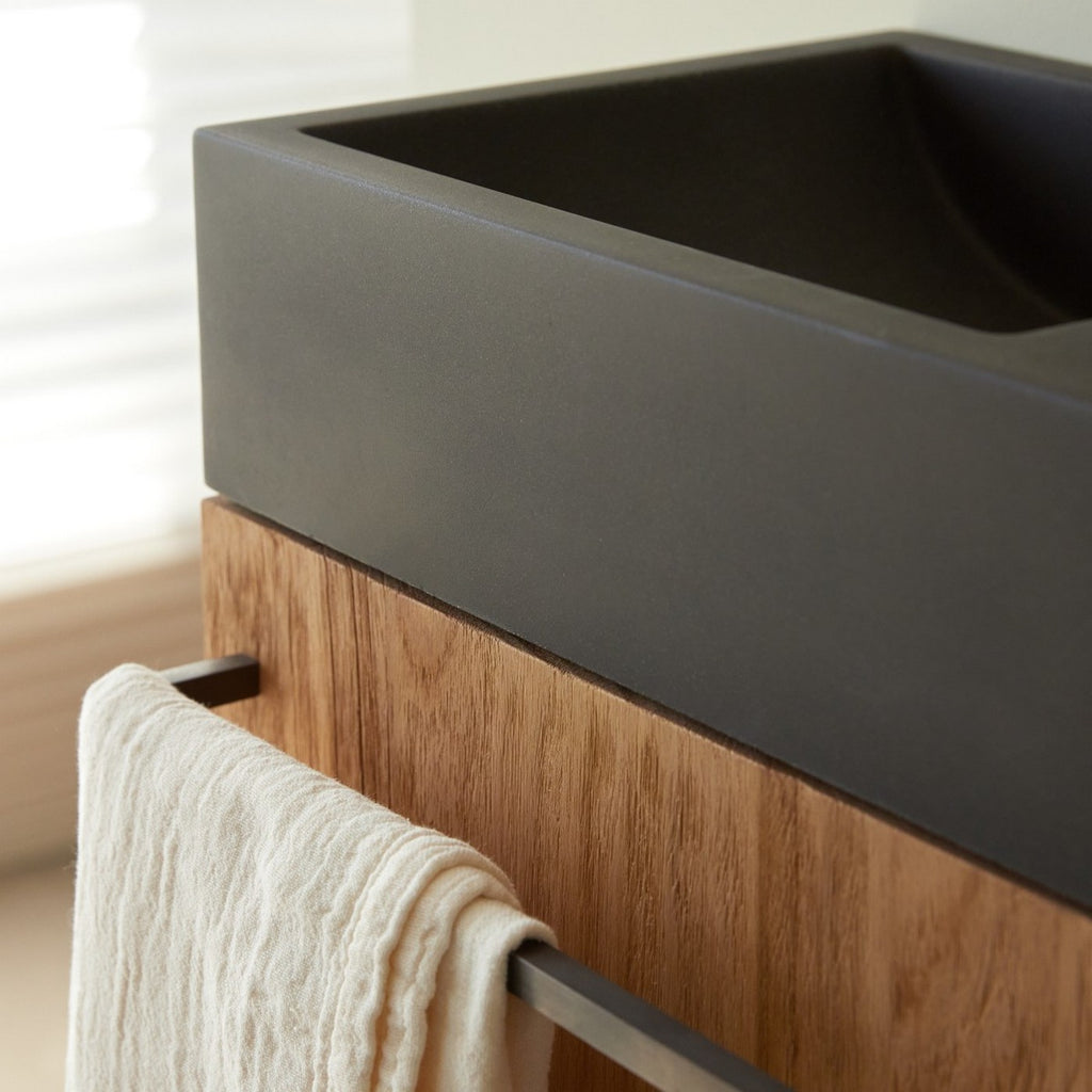 Stelle - Mueble lavamanos - Teca - Negro
