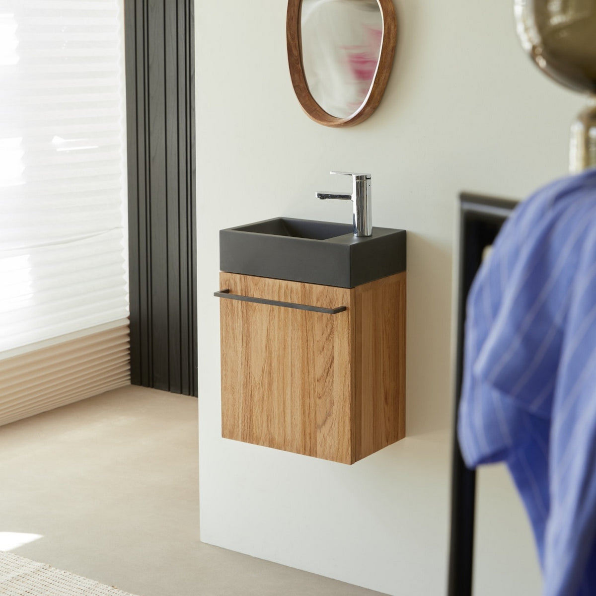 Stelle - Mueble lavamanos - Teca - Negro
