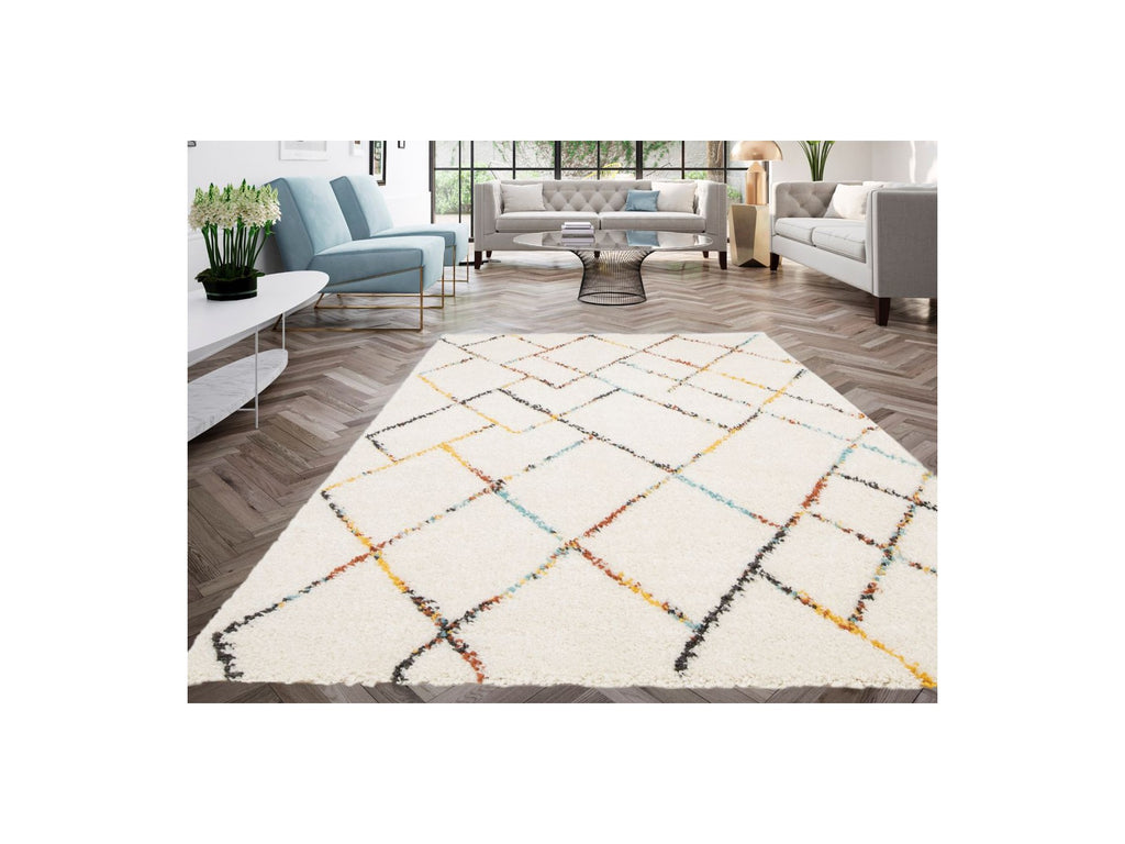 Eloise - Tapis Poils Longs - Motif Graphique - Multicolore