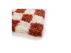 Damien - Tapis Poils Longs - Motif Damier - Orange