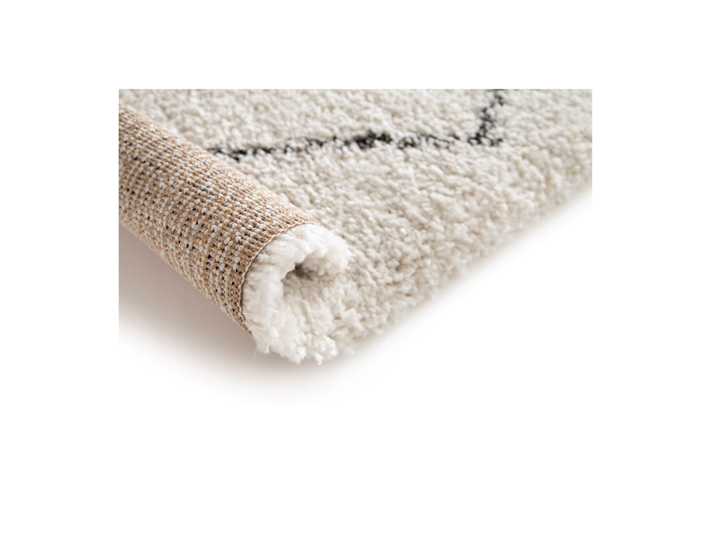Renaud - Tapis Poils Longs - Motif Graphique - Beige