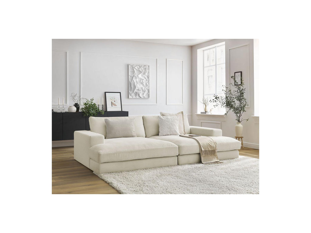 Fixed Straight 4-Seater Compact Sofa Deep Seat - Leonard - Corduroy