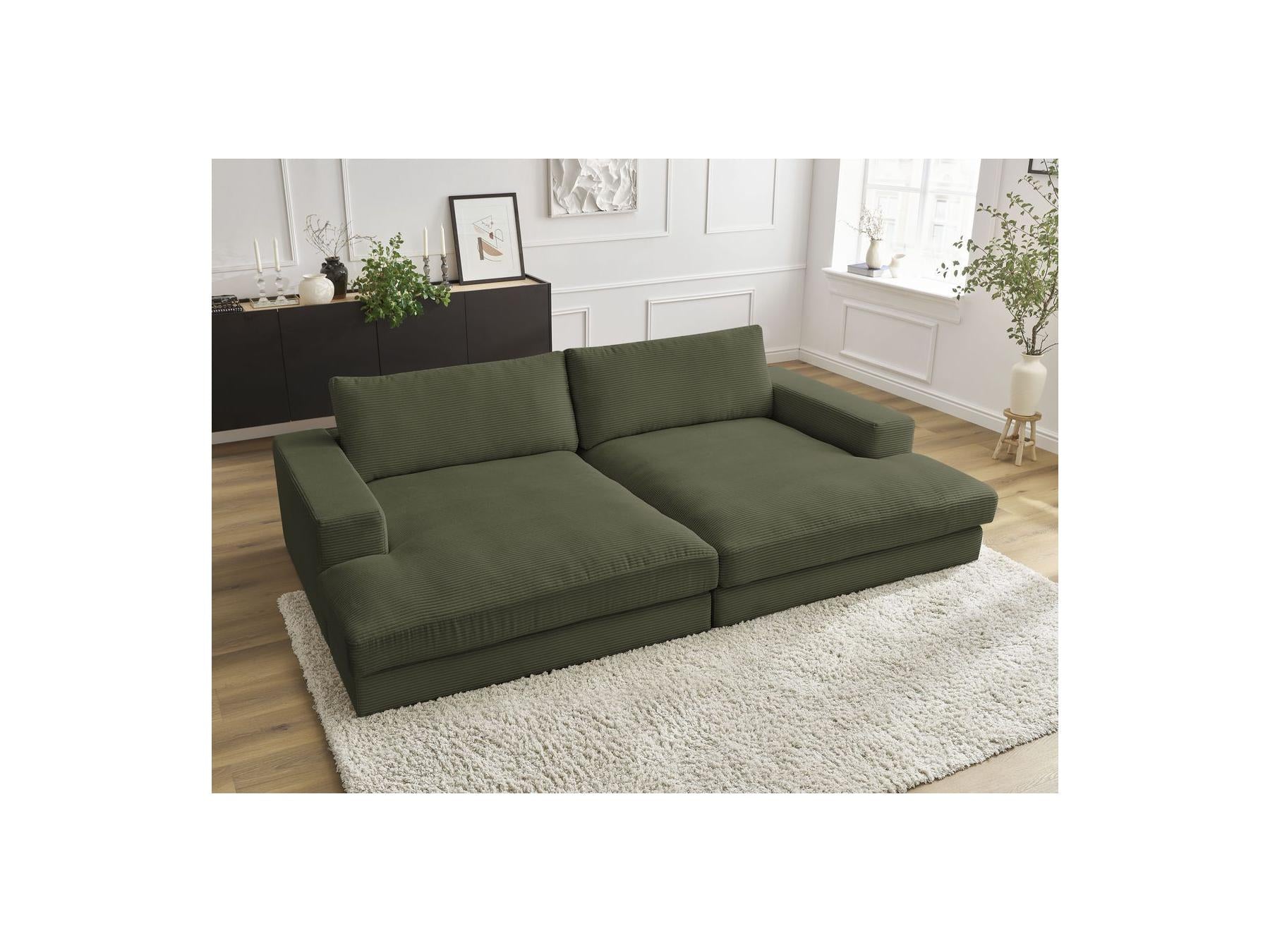 Fixed Straight 4-Seater Compact Sofa Deep Seat - Leonard - Corduroy