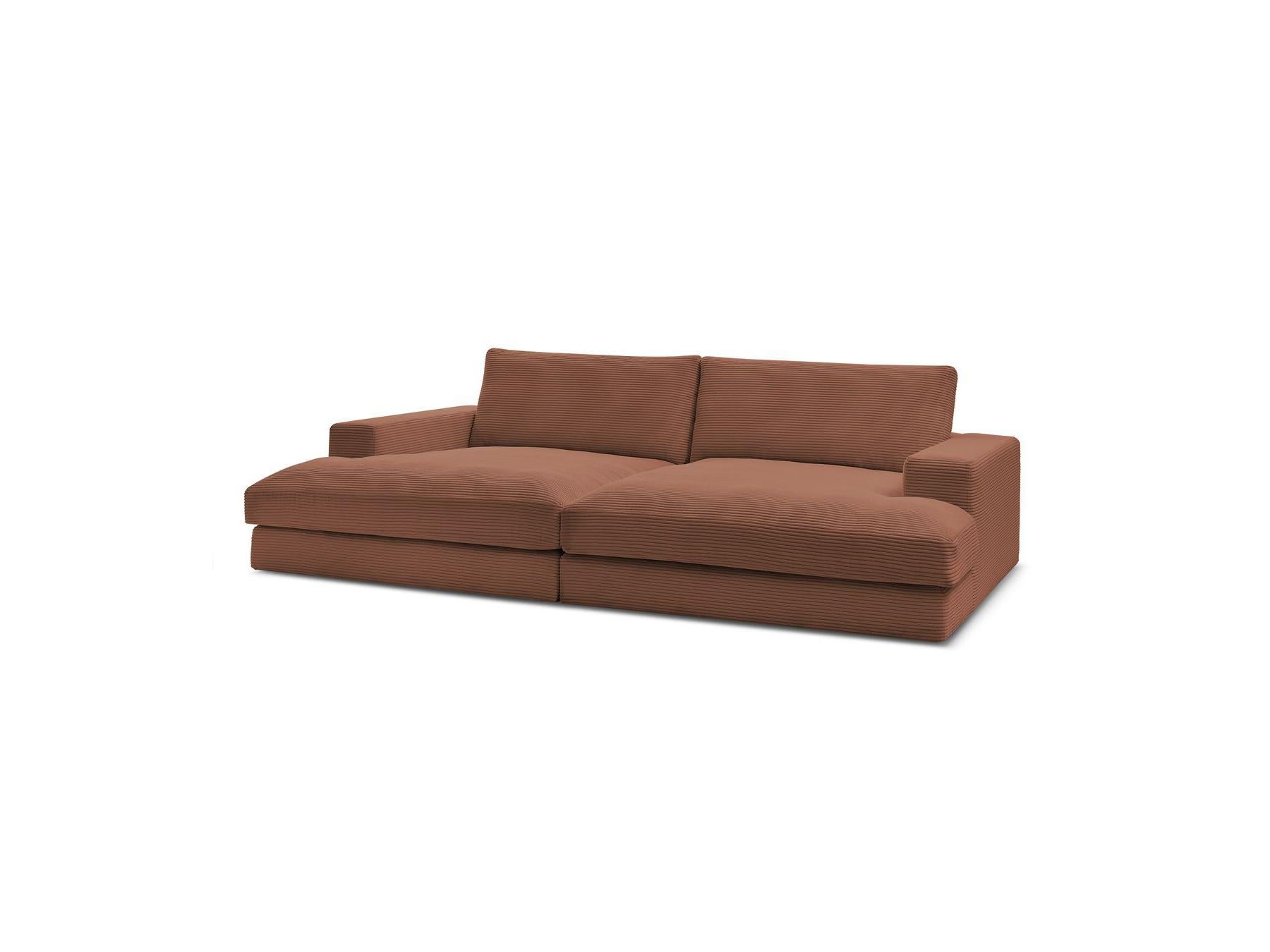 Fixed Straight 4-Seater Compact Sofa Deep Seat - Leonard - Corduroy