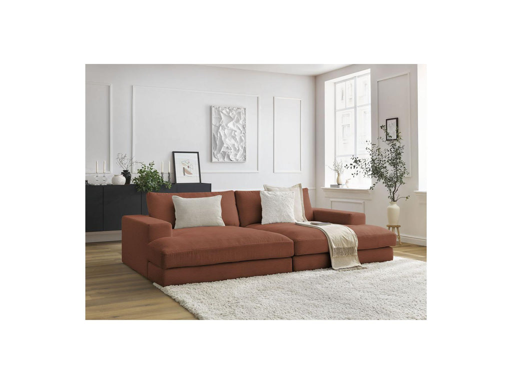 Fixed Straight 4-Seater Compact Sofa Deep Seat - Leonard - Corduroy