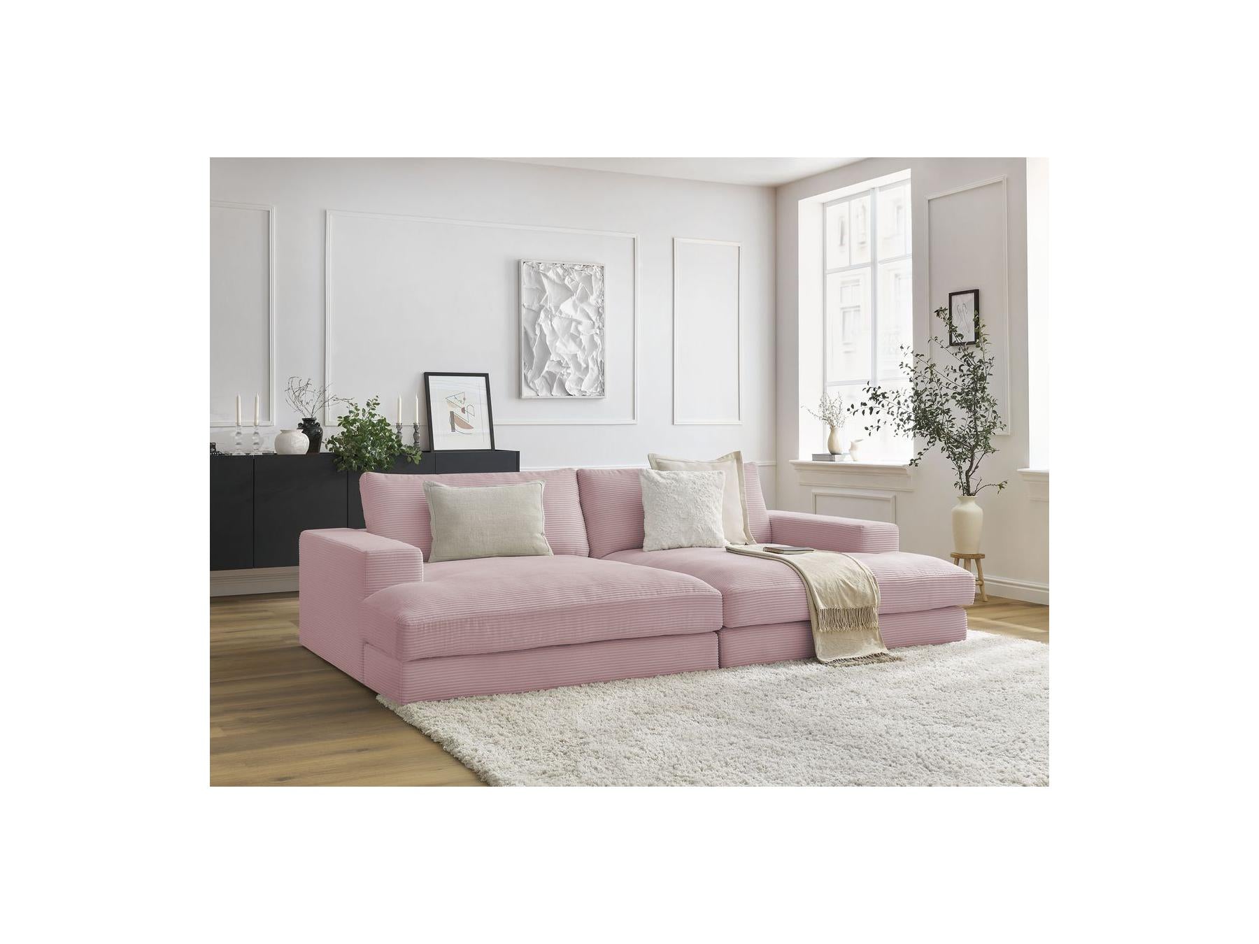Fixed Straight 4-Seater Compact Sofa Deep Seat - Leonard - Corduroy