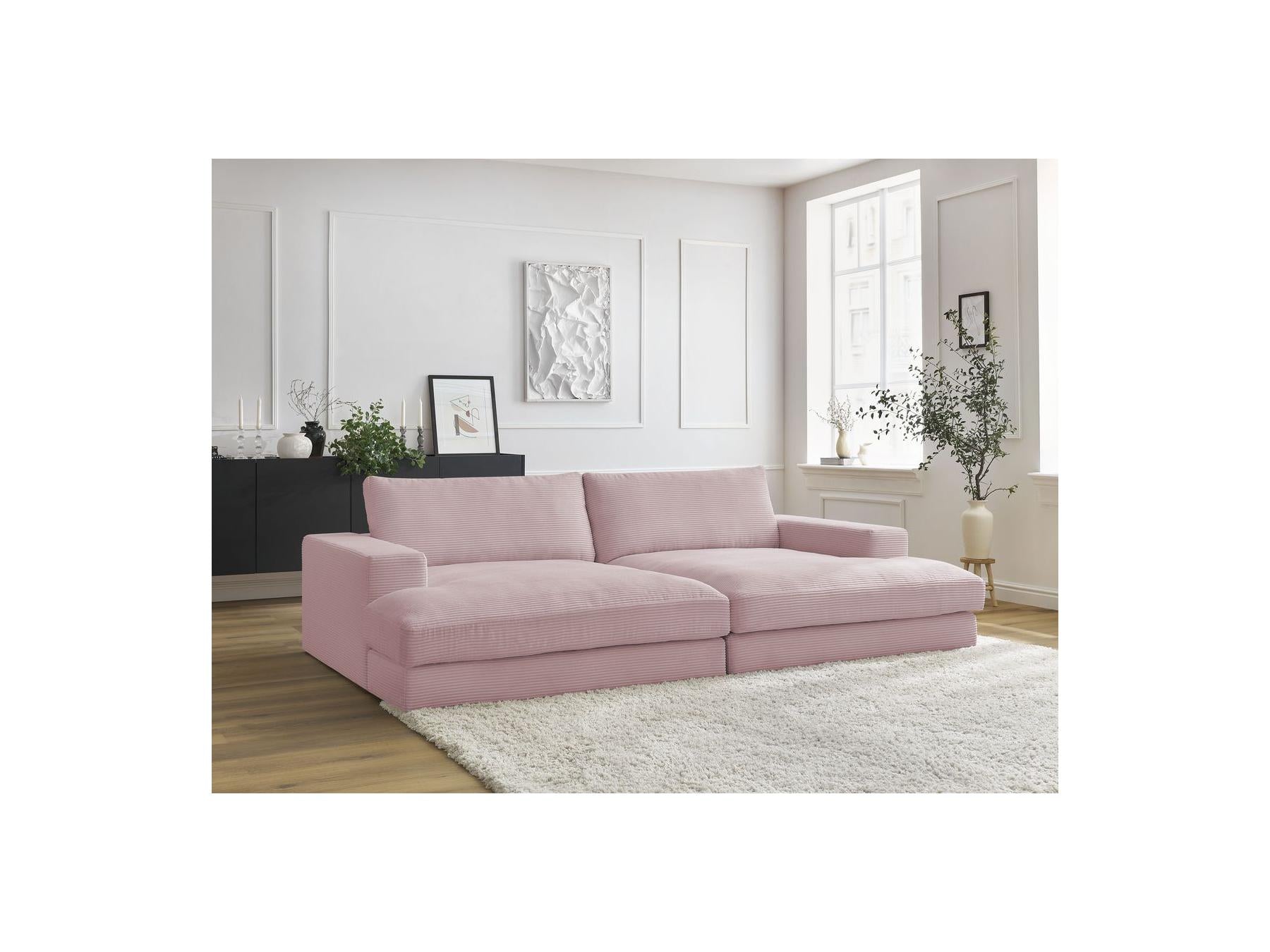 Fixed Straight 4-Seater Compact Sofa Deep Seat - Leonard - Corduroy