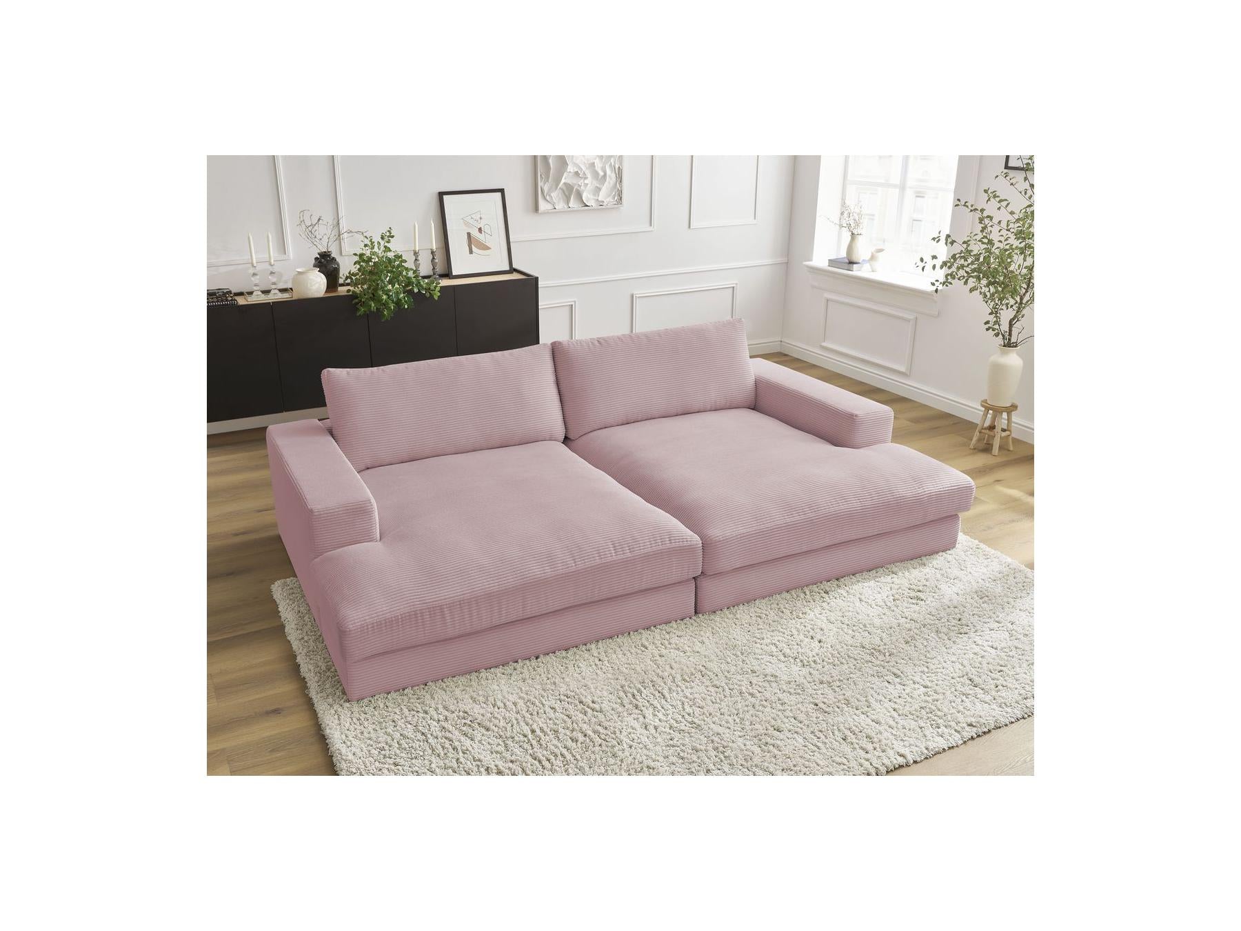 Fixed Straight 4-Seater Compact Sofa Deep Seat - Leonard - Corduroy
