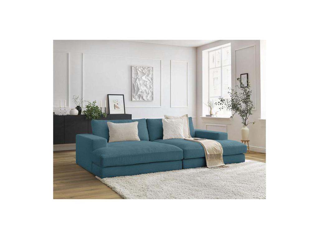 Fixed Straight 4-Seater Compact Sofa Deep Seat - Leonard - Corduroy