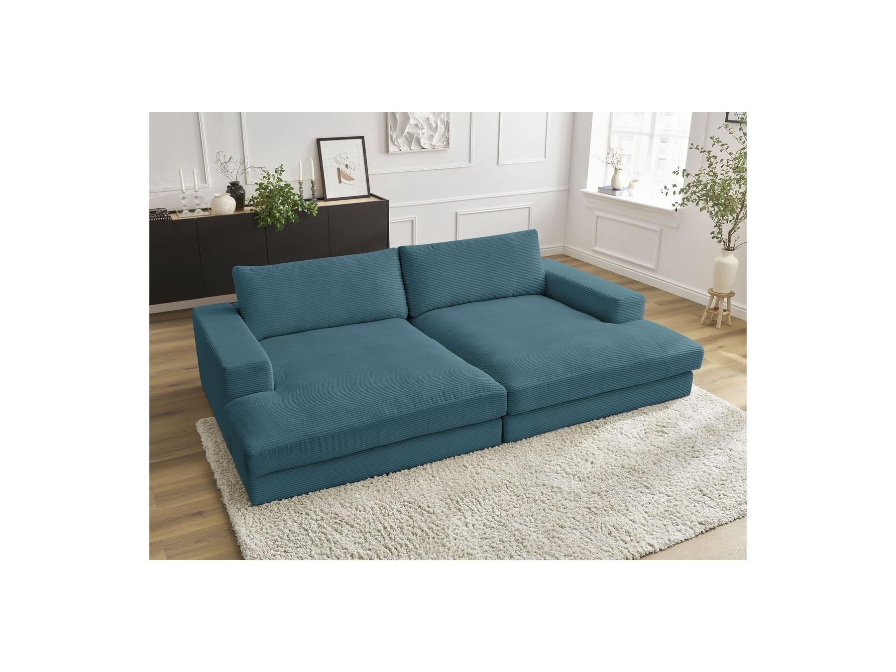 Fixed Straight 4-Seater Compact Sofa Deep Seat - Leonard - Corduroy