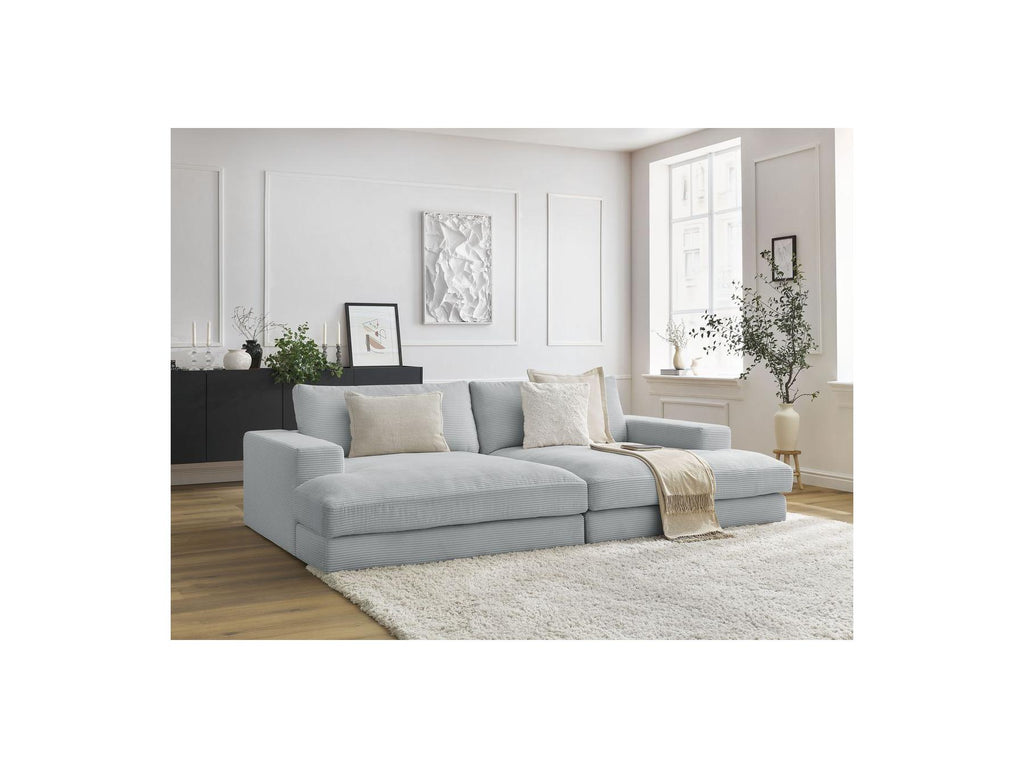 Fixed Straight 4-Seater Compact Sofa Deep Seat - Leonard - Corduroy