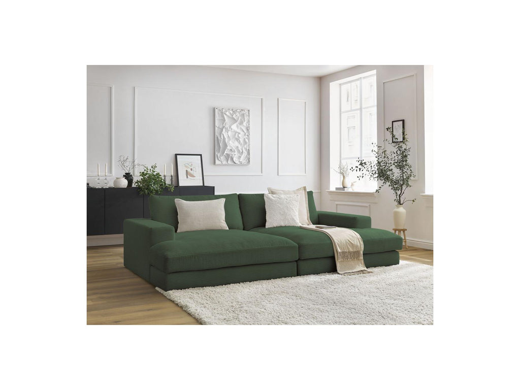 Fixed Straight 4-Seater Compact Sofa Deep Seat - Leonard - Corduroy