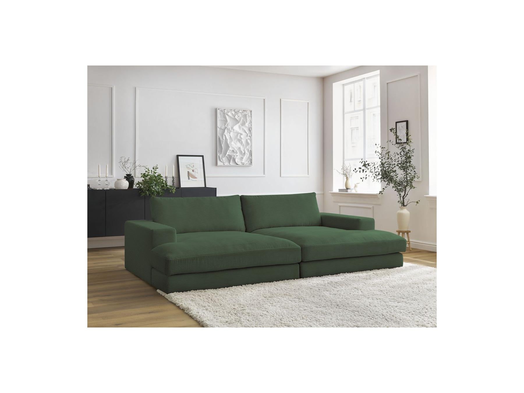 Fixed Straight 4-Seater Compact Sofa Deep Seat - Leonard - Corduroy