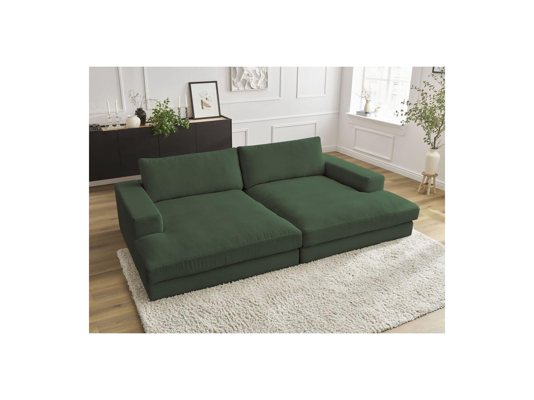 Fixed Straight 4-Seater Compact Sofa Deep Seat - Leonard - Corduroy