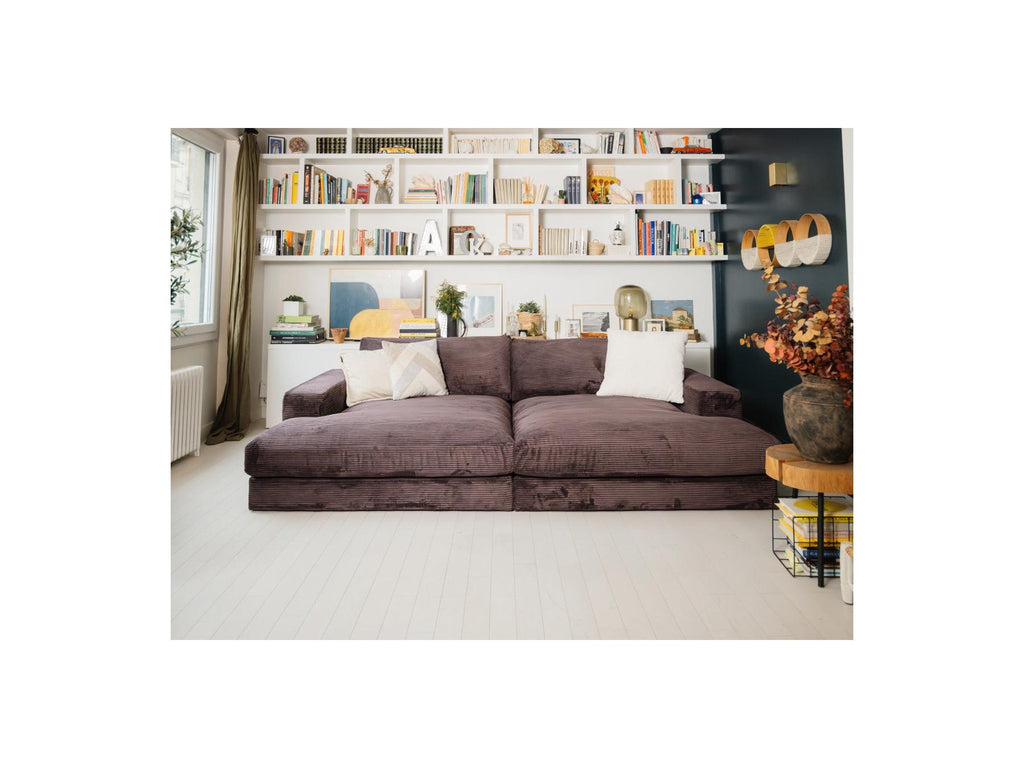Fixed Straight 4-Seater Compact Sofa Deep Seat - Leonard - Corduroy