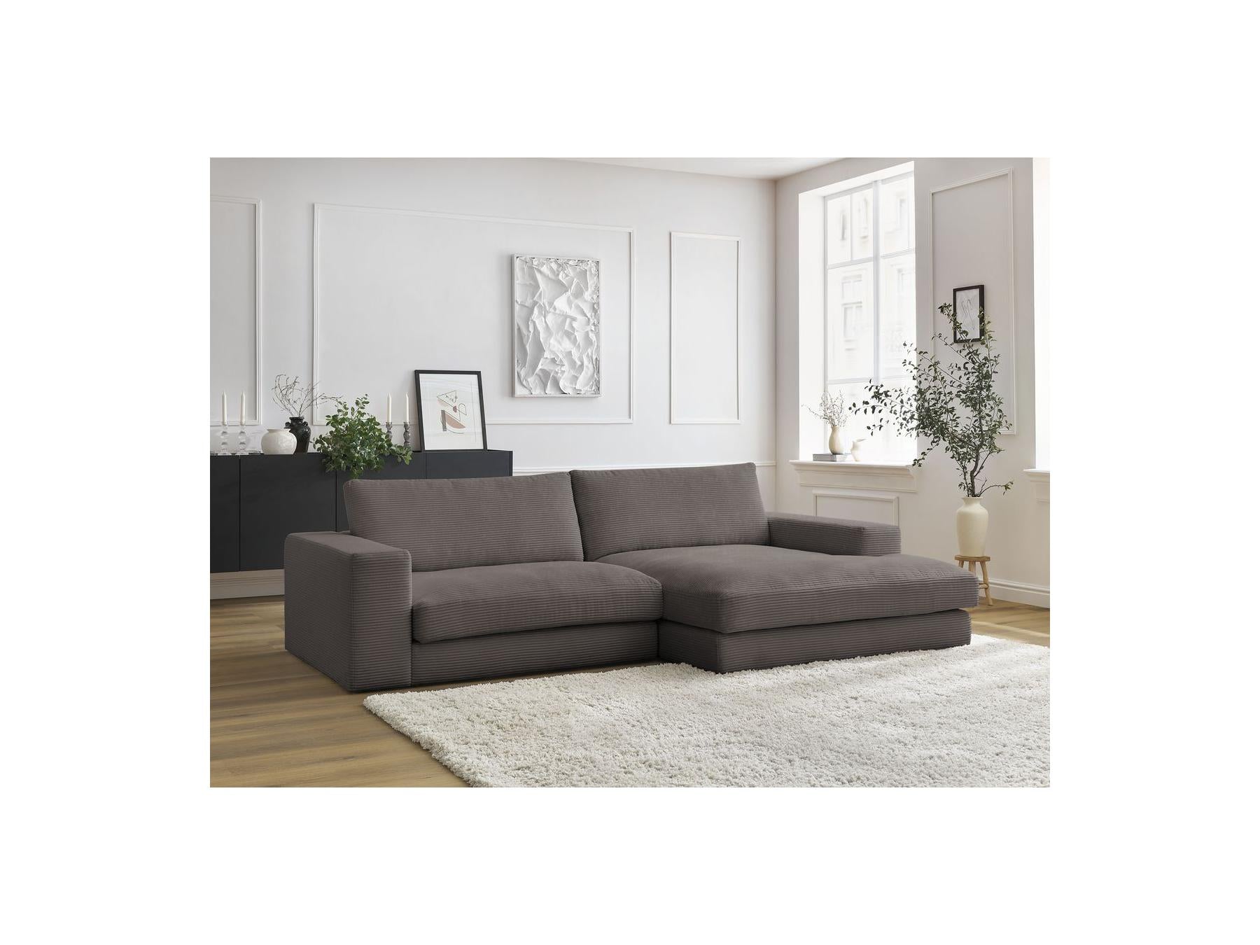 Leonard - Sofá Rinconera Fijo Compacto - Pana - Ángulo Derecho
