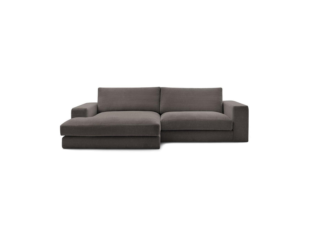 Leonard - Canapé D'Angle Fixe Compact - Velours Côtelé - Angle Gauche