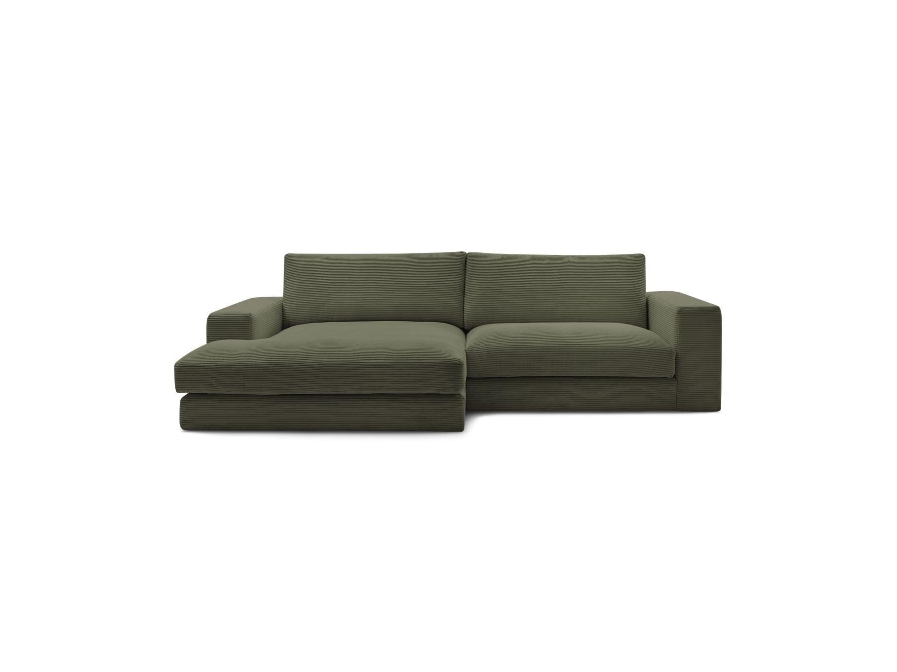Leonard - Canapé D'Angle Fixe Compact - Velours Côtelé - Angle Gauche