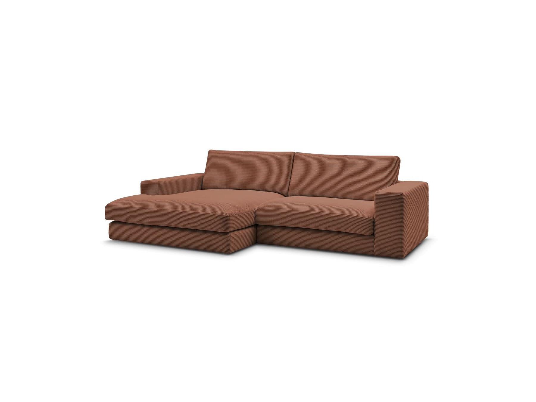 Leonard - Canapé D'Angle Fixe Compact - Velours Côtelé - Angle Gauche