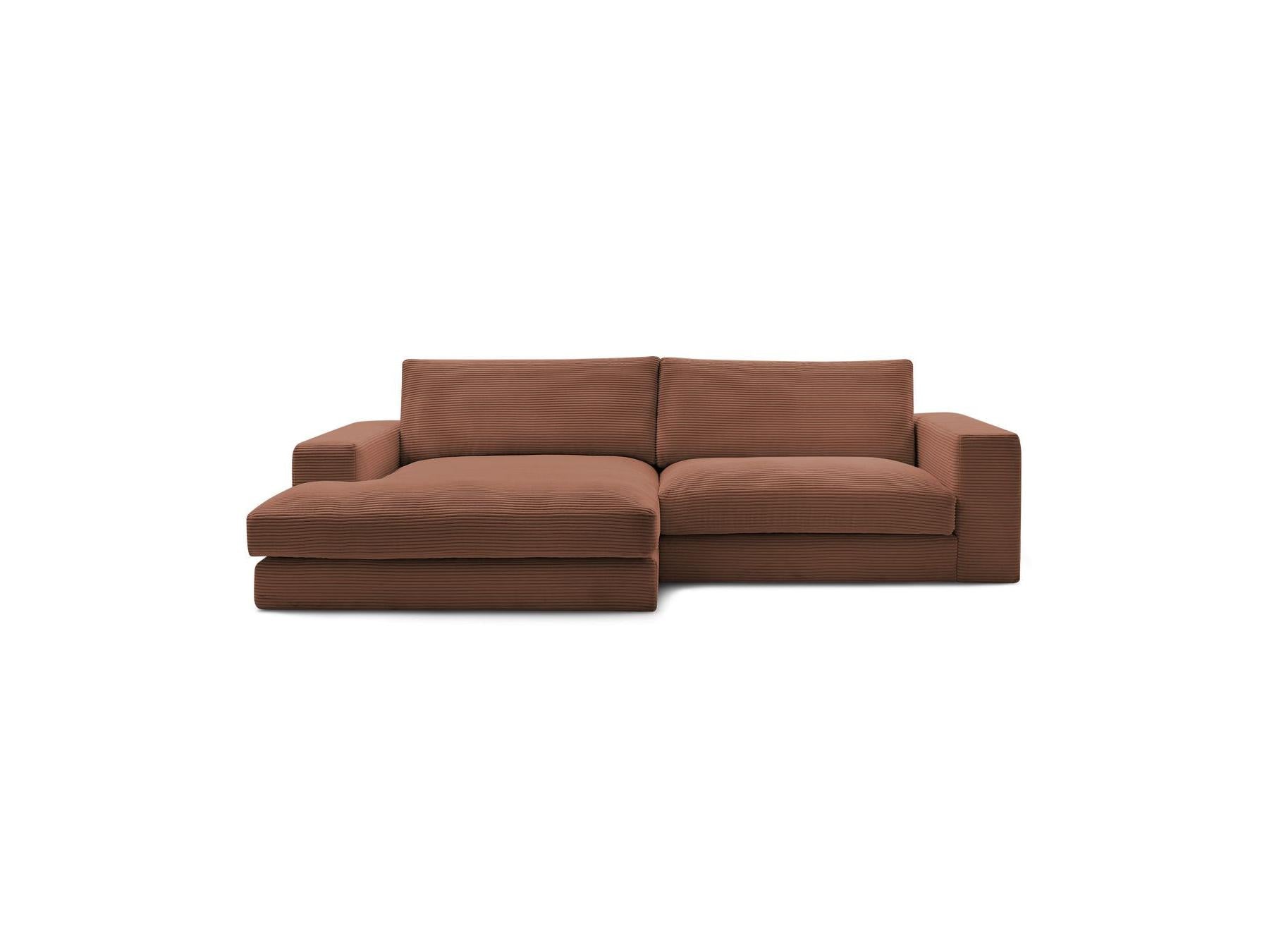 Leonard - Canapé D'Angle Fixe Compact - Velours Côtelé - Angle Gauche