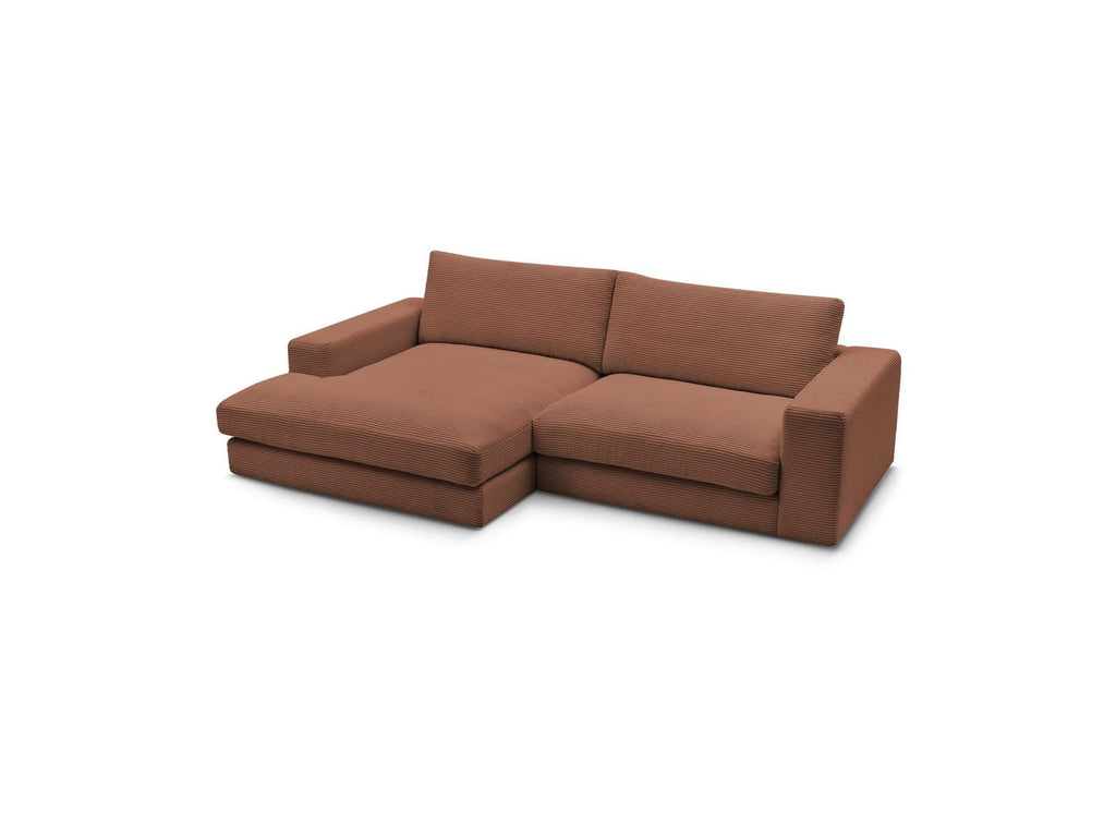 Leonard - Canapé D'Angle Fixe Compact - Velours Côtelé - Angle Gauche