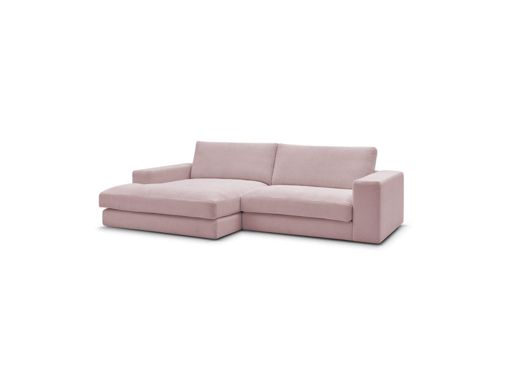Leonard - Canapé D'Angle Fixe Compact - Velours Côtelé - Angle Gauche
