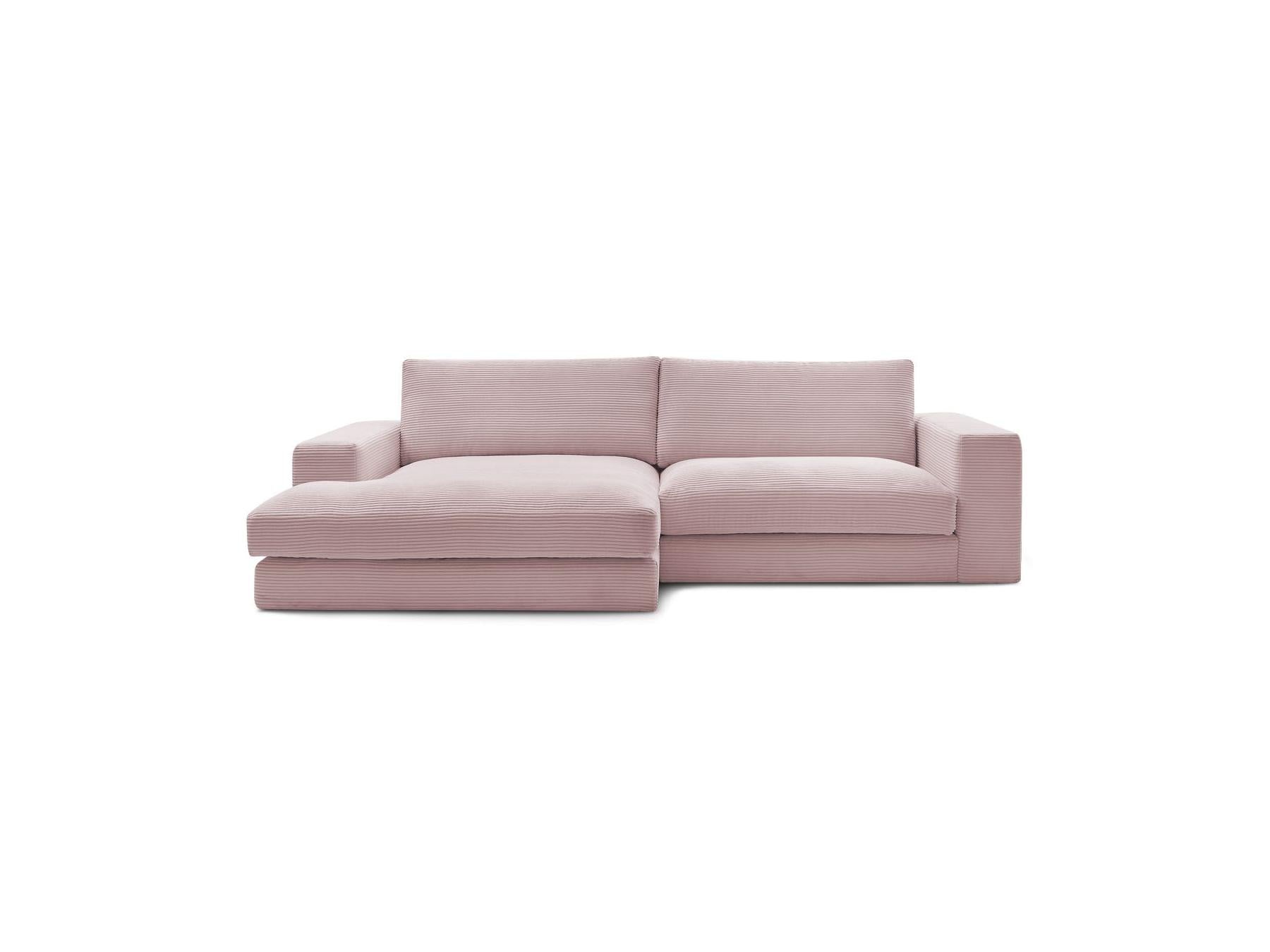 Leonard - Canapé D'Angle Fixe Compact - Velours Côtelé - Angle Gauche