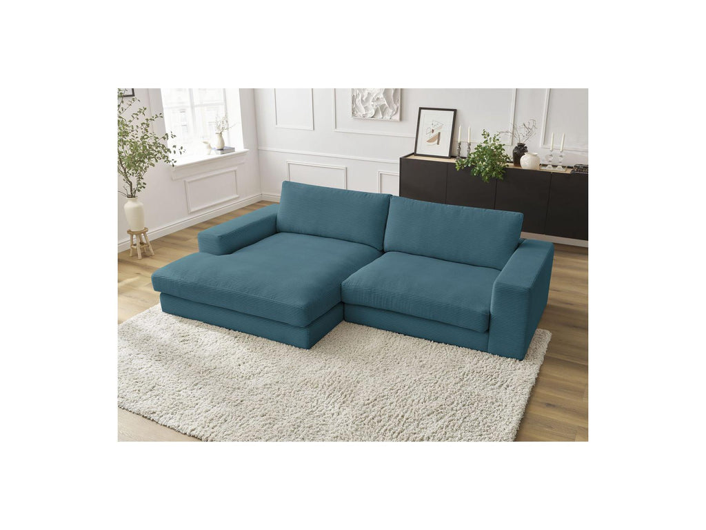 Leonard - Canapé D'Angle Fixe Compact - Velours Côtelé - Angle Gauche