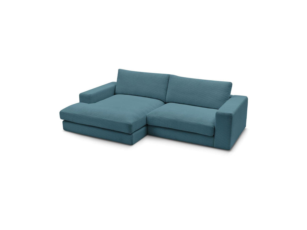 Leonard - Canapé D'Angle Fixe Compact - Velours Côtelé - Angle Gauche