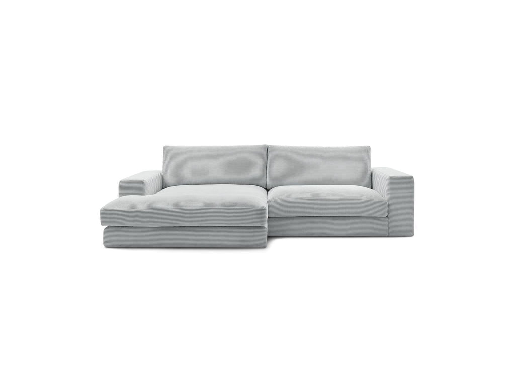 Leonard - Canapé D'Angle Fixe Compact - Velours Côtelé - Angle Gauche