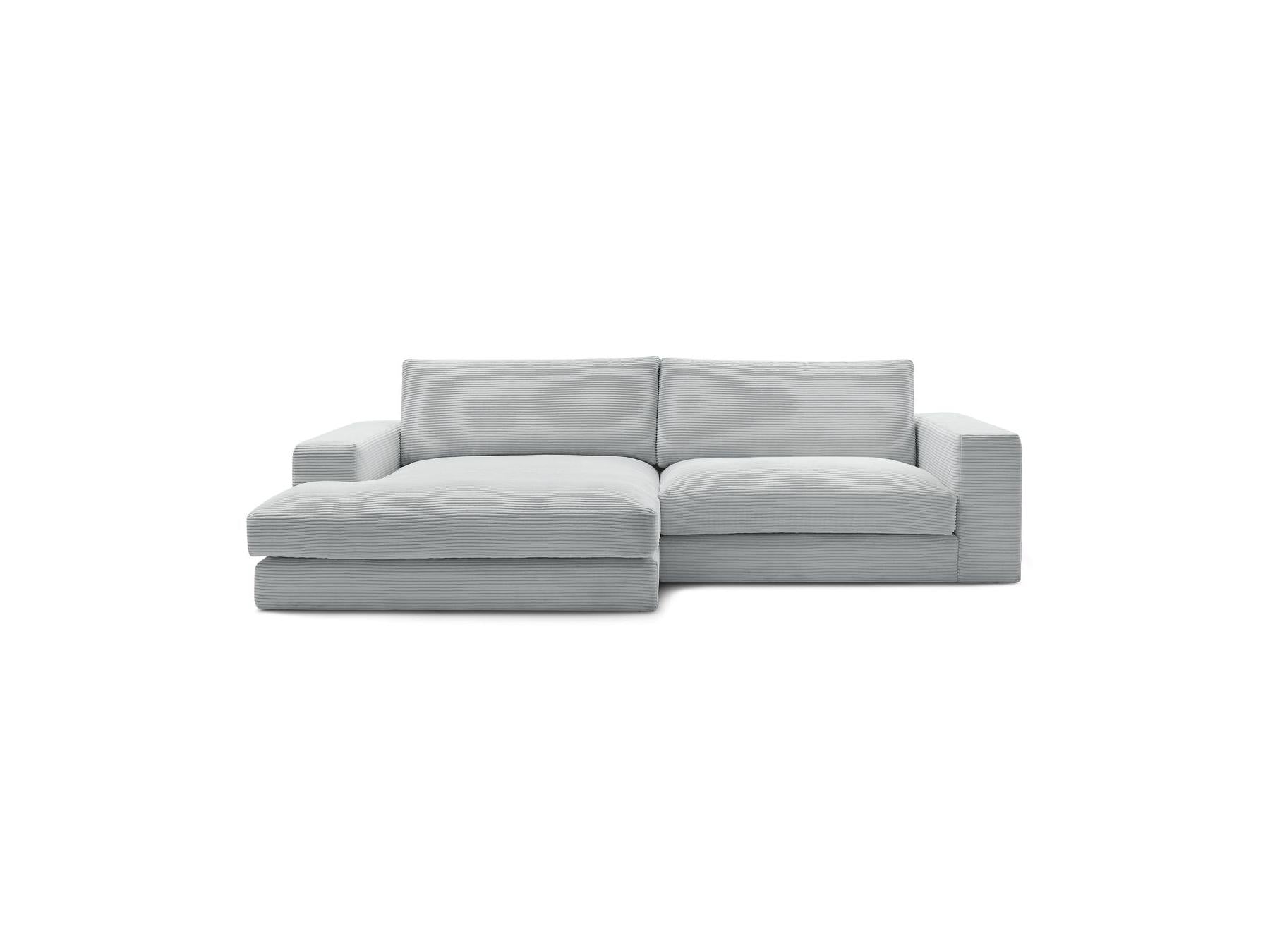 Leonard - Canapé D'Angle Fixe Compact - Velours Côtelé - Angle Gauche