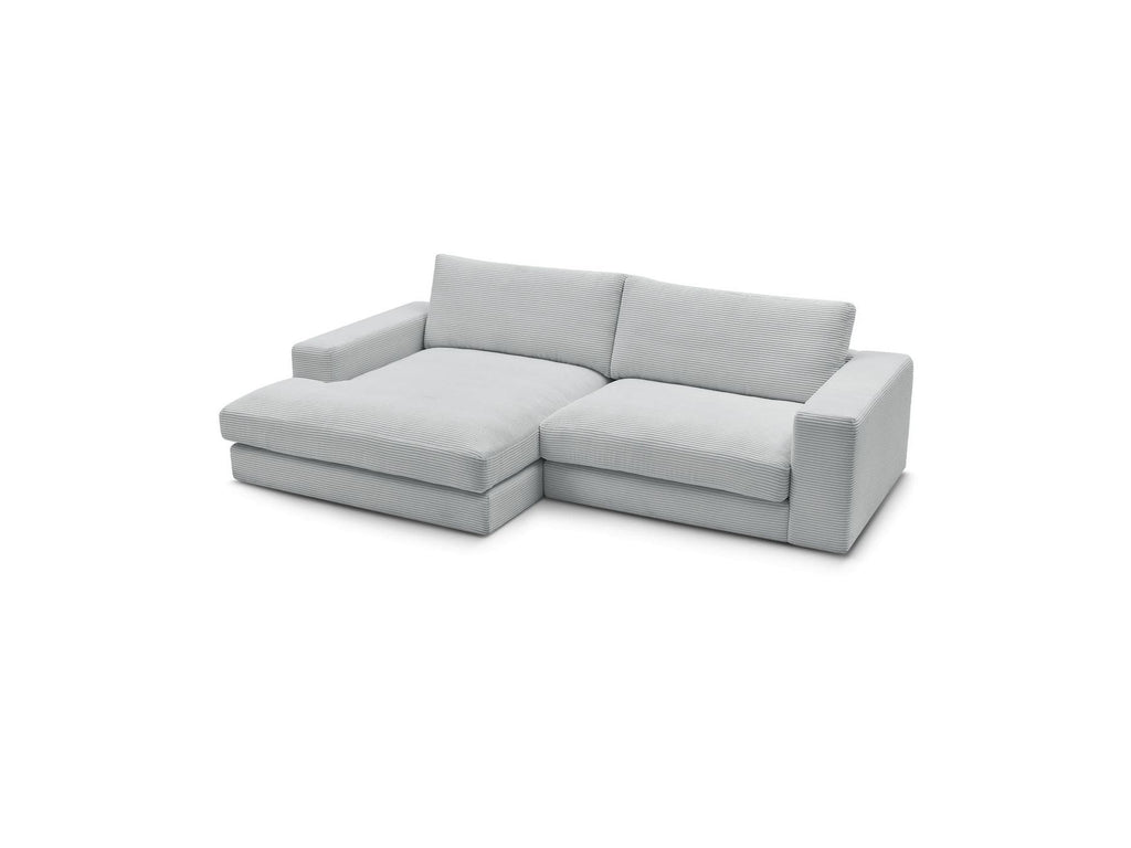 Leonard - Canapé D'Angle Fixe Compact - Velours Côtelé - Angle Gauche