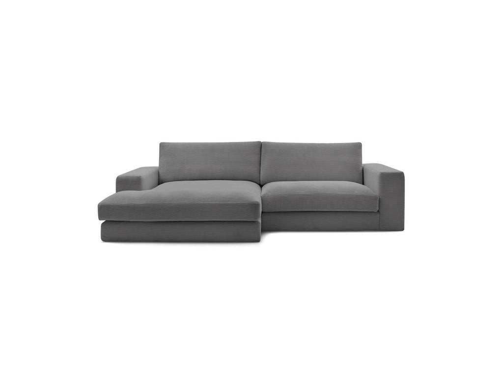 Leonard - Canapé D'Angle Fixe Compact - Velours Côtelé - Angle Gauche