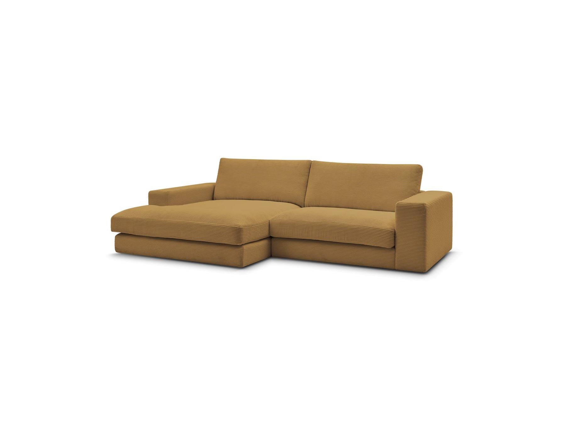 Leonard - Canapé D'Angle Fixe Compact - Velours Côtelé - Angle Gauche