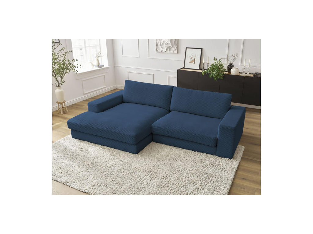 Leonard - Canapé D'Angle Fixe Compact - Velours Côtelé - Angle Gauche