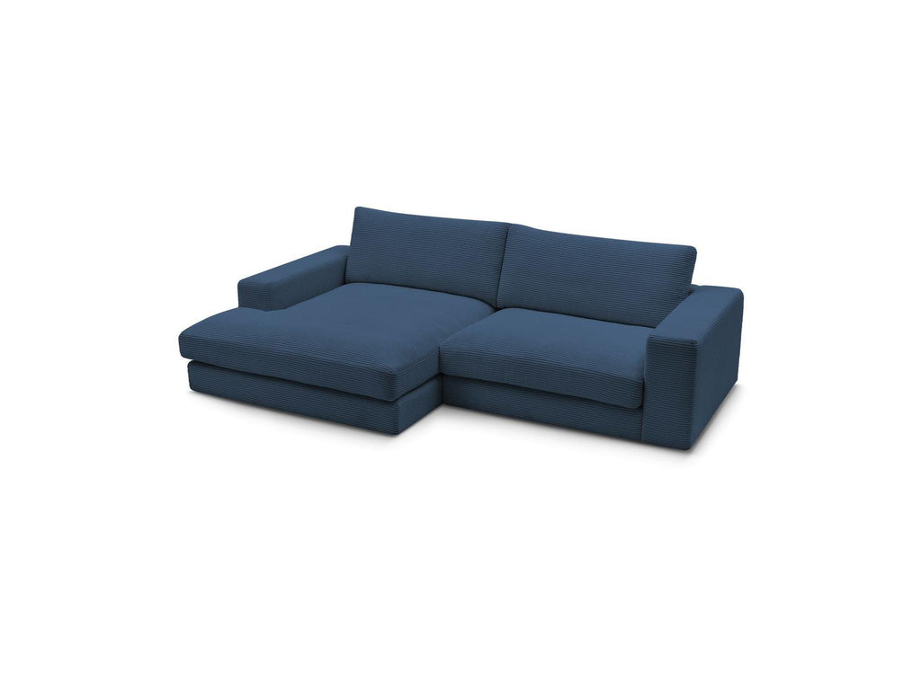 Leonard - Canapé D'Angle Fixe Compact - Velours Côtelé - Angle Gauche