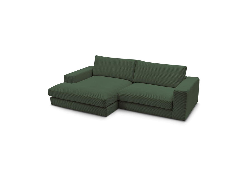 Leonard - Canapé D'Angle Fixe Compact - Velours Côtelé - Angle Gauche