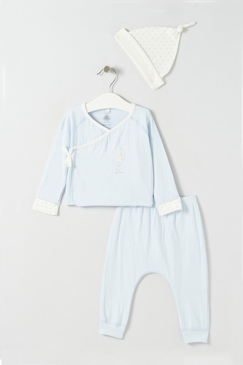 Pyjama 3 Pièces - Bleu Et Blanc - Bébé Garçon