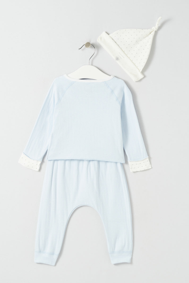 Pyjama 3 Pièces - Bleu Et Blanc - Bébé Garçon