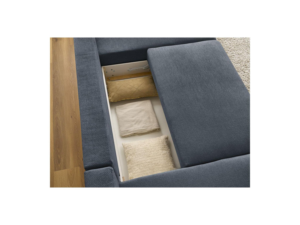 Sidonie - Canapé Panoramique Convertible Coffre - Tissu Chiné