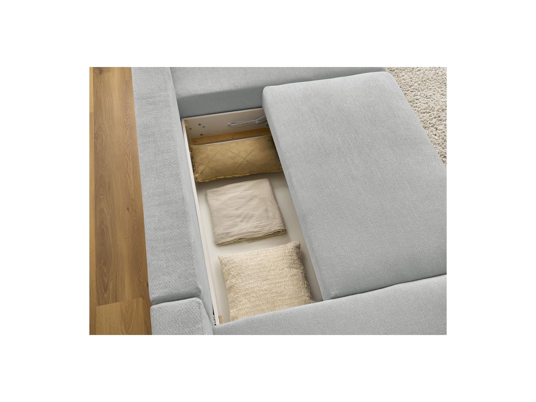 Sidonie - Canapé Panoramique Convertible Coffre - Tissu Chiné