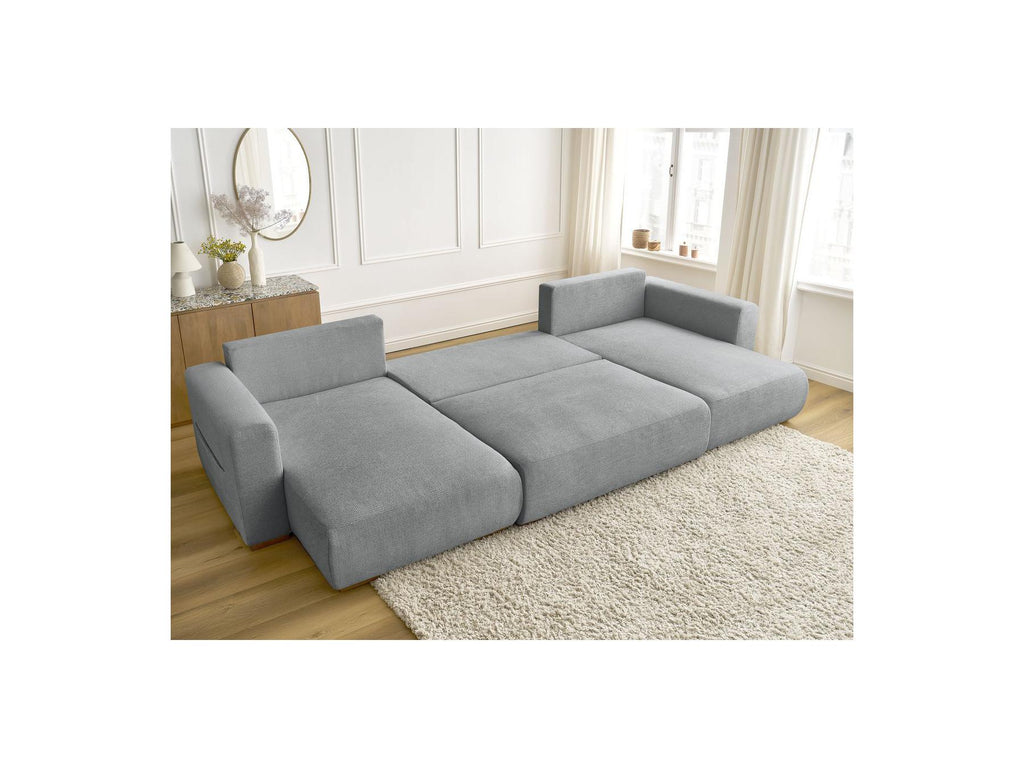 Sidonie - Canapé Panoramique Convertible Coffre - Tissu Chiné