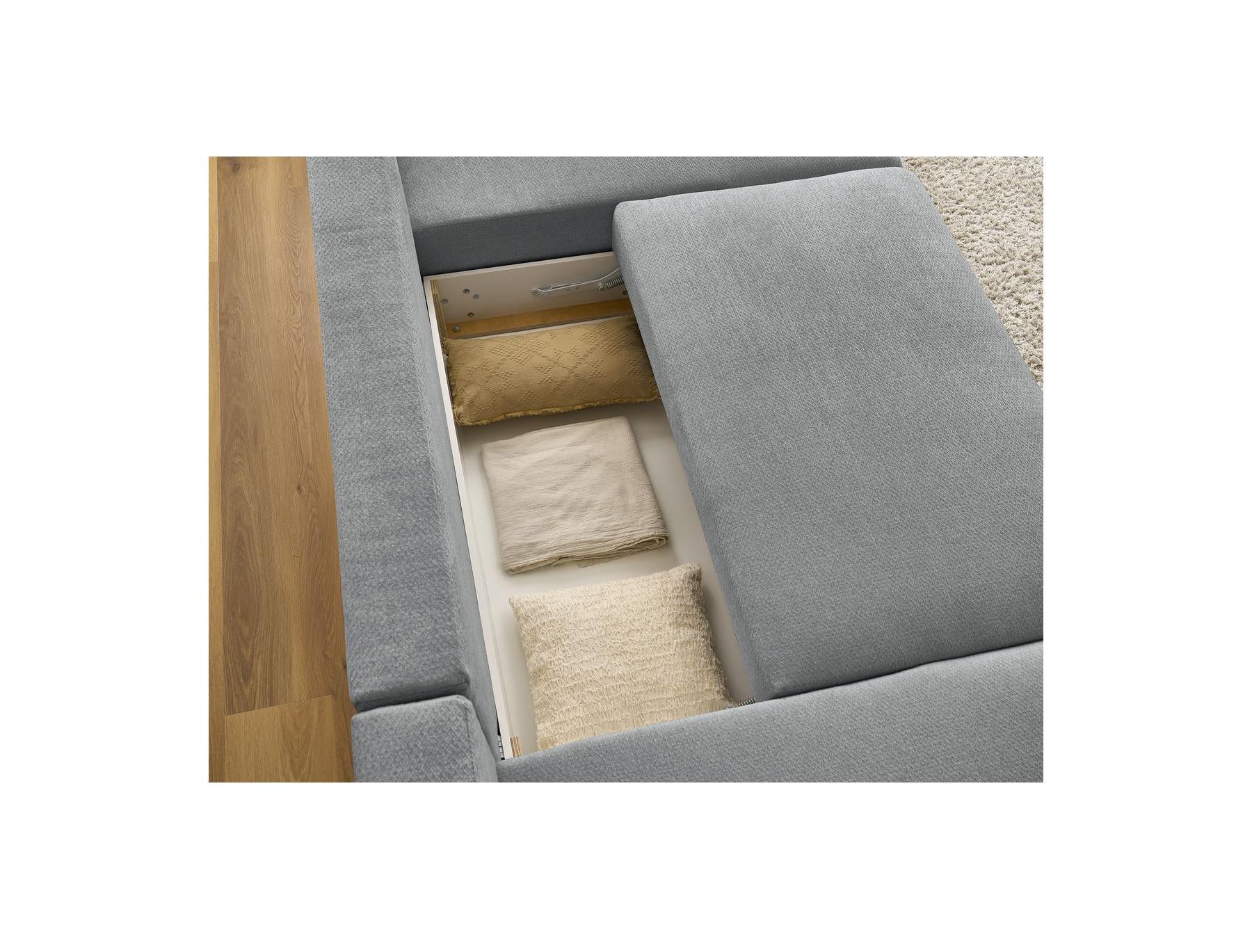 Sidonie - Canapé Panoramique Convertible Coffre - Tissu Chiné