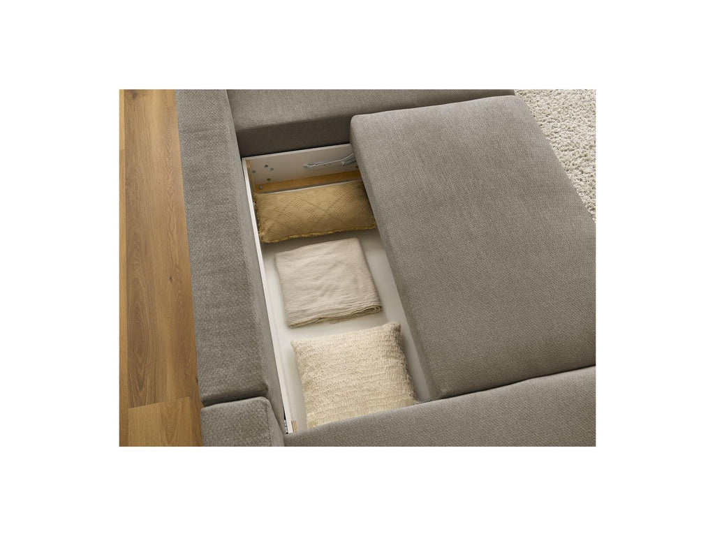 Sidonie - Canapé Panoramique Convertible Coffre - Tissu Chiné