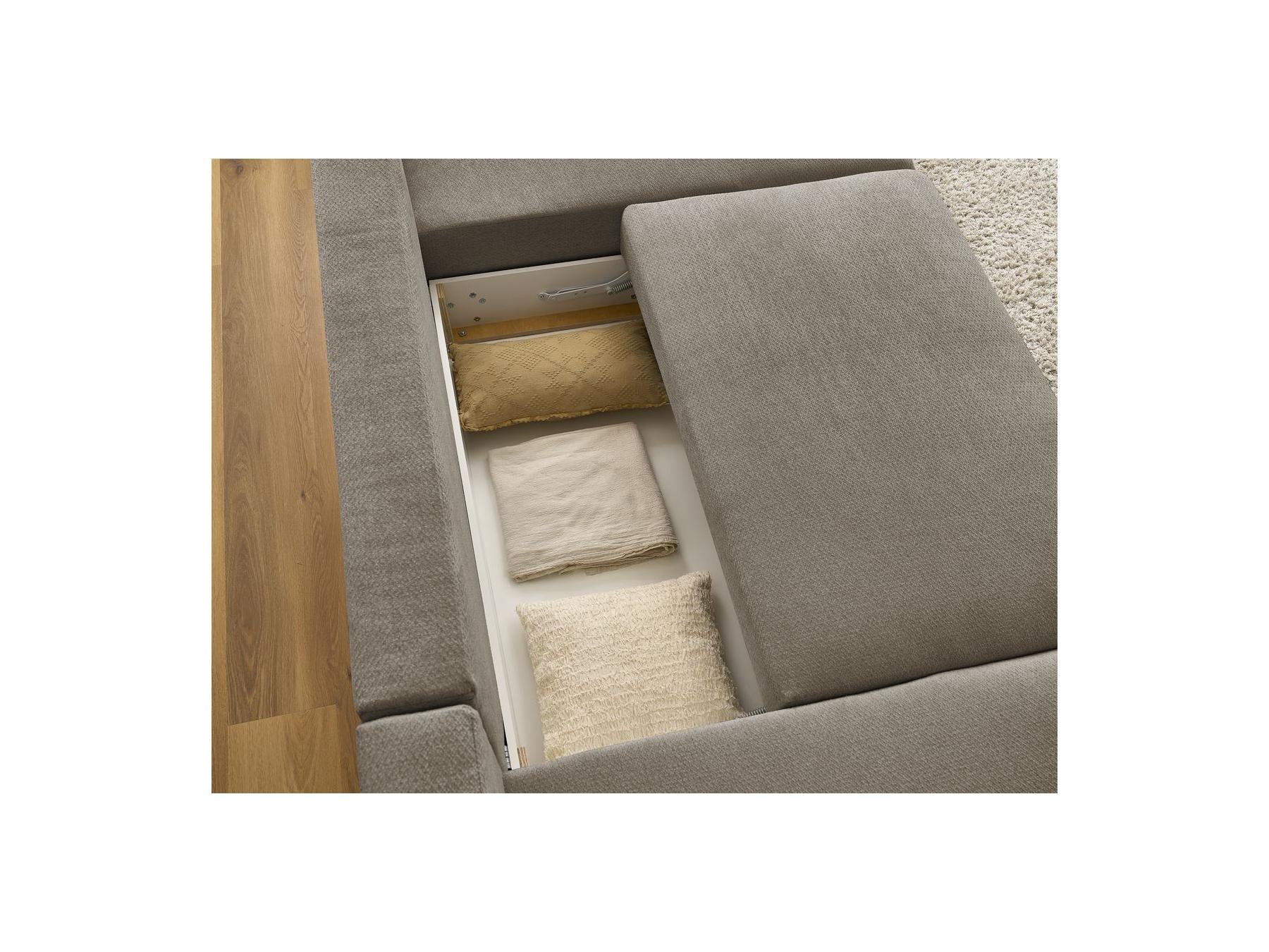 Sidonie - Canapé Panoramique Convertible Coffre - Tissu Chiné